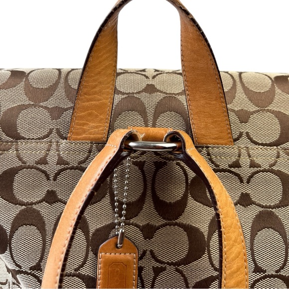 2000s Coach Signature Brown Canvas Backpack with Leather Trim - Picture 6 of 15